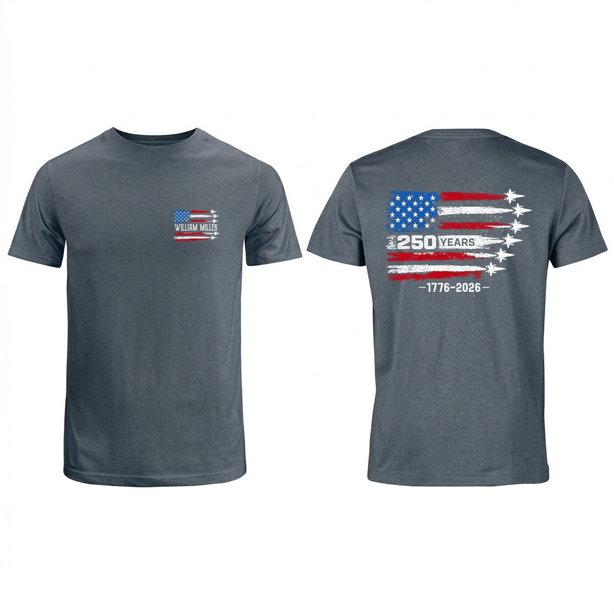 250 Years American Flag Jets Custom Name - Personalized Shirt - United States 250th Anniversary USA Patriotic