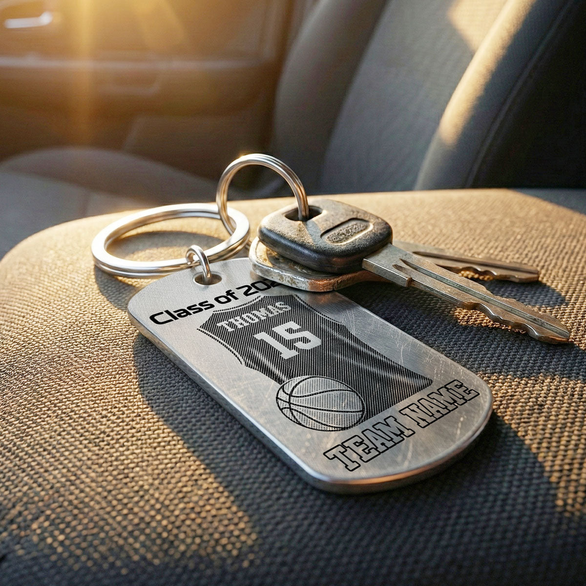 Sport Player Graduation Keepsake - Personalized Metal Keychain - Graduation Gift, Basketball, Baseball, Football