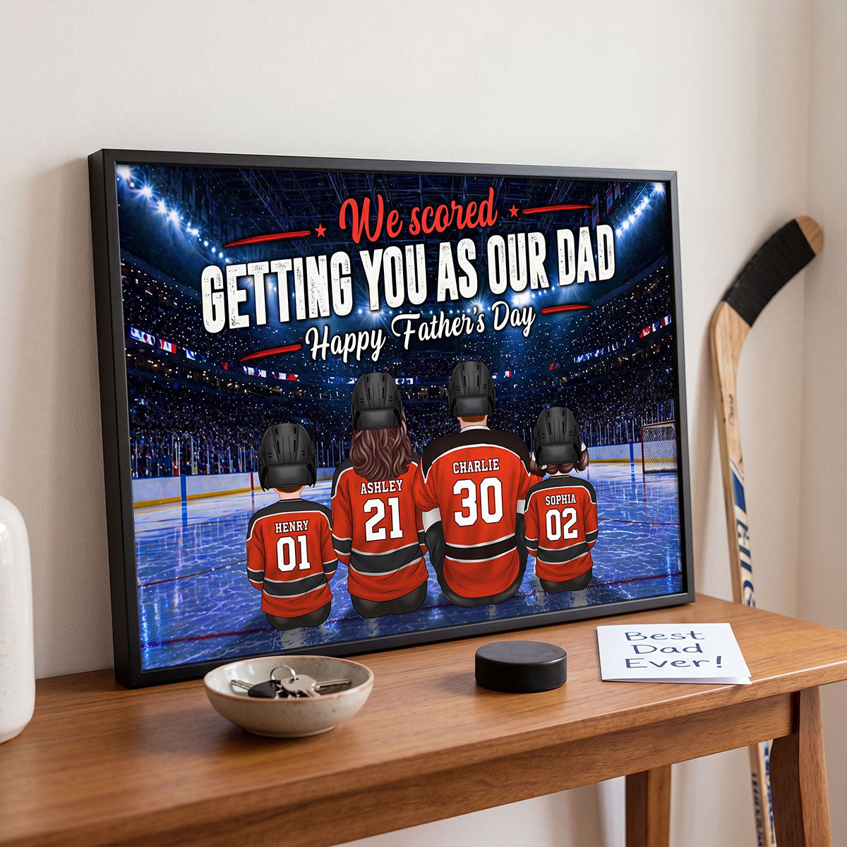 Hockey Dad We Scored Getting You As Our Dad - Personalized Poster - Father's Day Gift For Basketball Dad, Husband