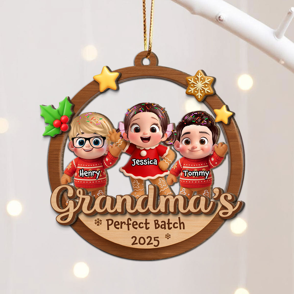 Grandma's Perfect Batch - Personalized 2-Layered Wooden Ornament - Christmas Gift for Grandma