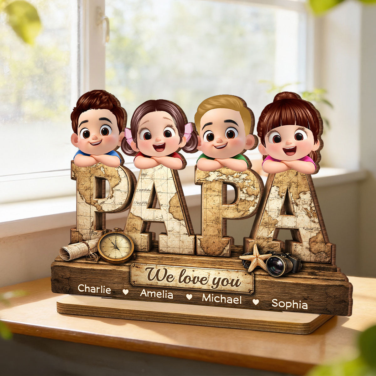 Papa We Love You - Personalized 2-Layered Wooden Plaque - Sentimental  Gift for Grandpa, Dad, Husband