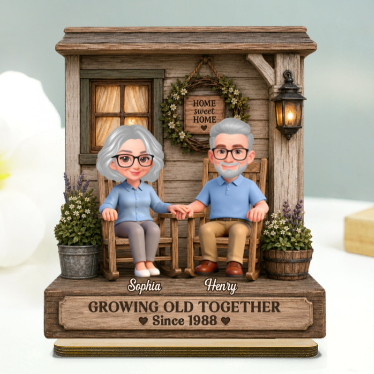 Eternal Love Couple Growing Old Together - Personalized 2-Layered Wooden Plaque - Anniversary Gift For Couple