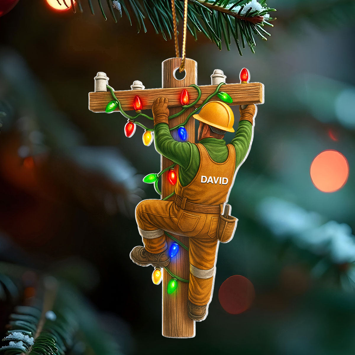 Lighting Up Every Job With Skill – Personalized Acrylic Ornament – Appreciation Gift for Electricians