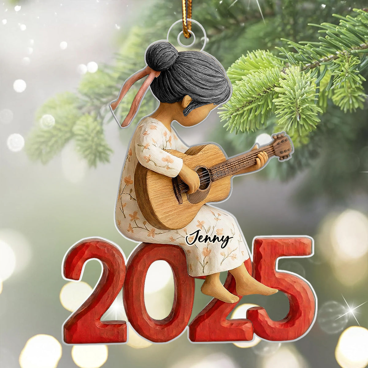 Guitar Player Wooden Figurine 2025 - Personalized Acrylic Ornament - Unique Christmas Gift For Guitarist