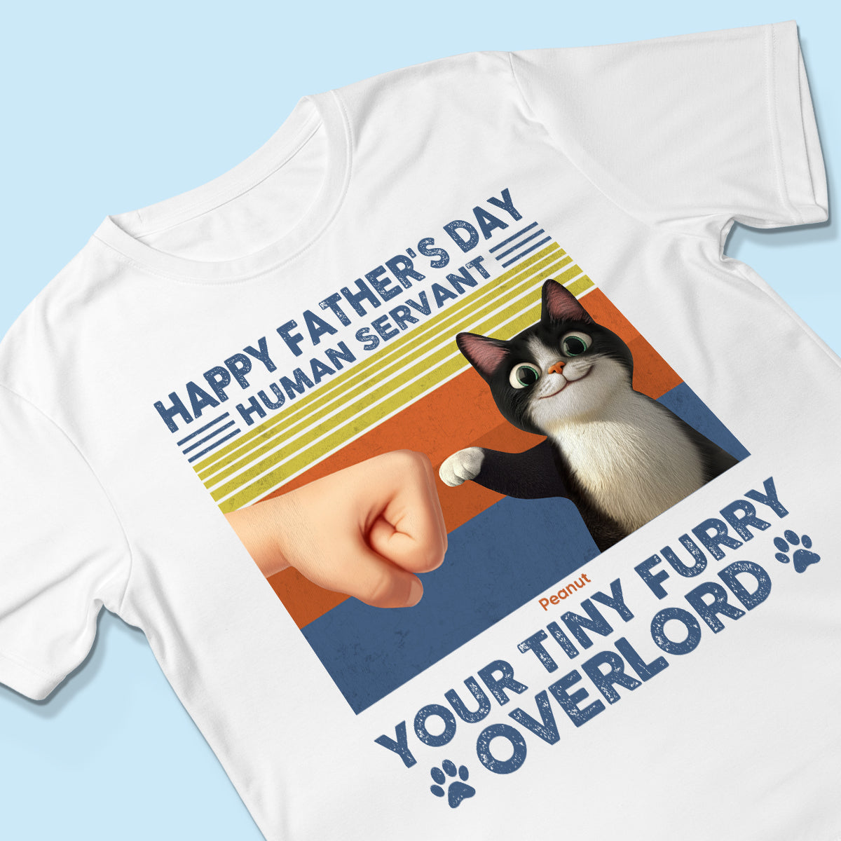 Happy Father's Day Human Servant Cat Dad, Funny Cute Cartoon Cats Personalized Shirt
