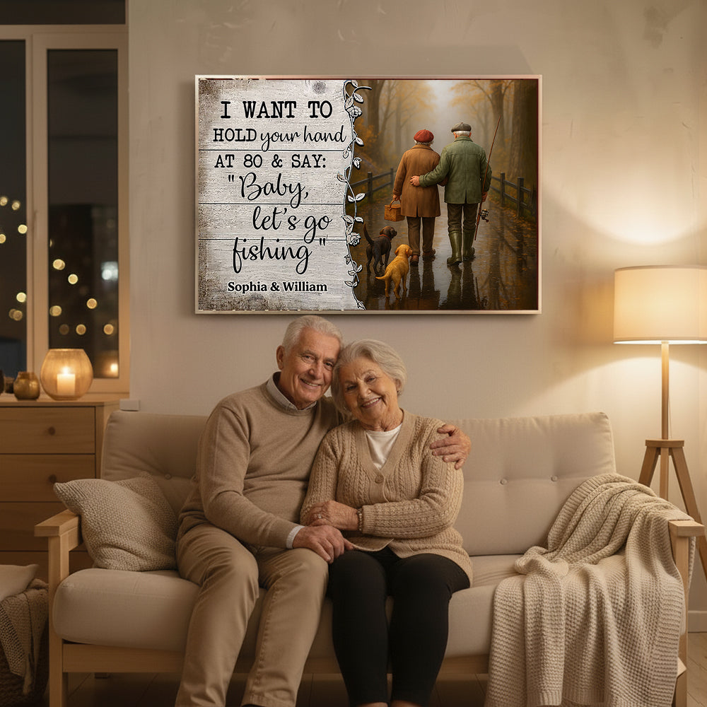 Baby Let's Go Fishing Old Couple - Personalized Poster - Heartwarming Gift For Him, For Her, For Couple