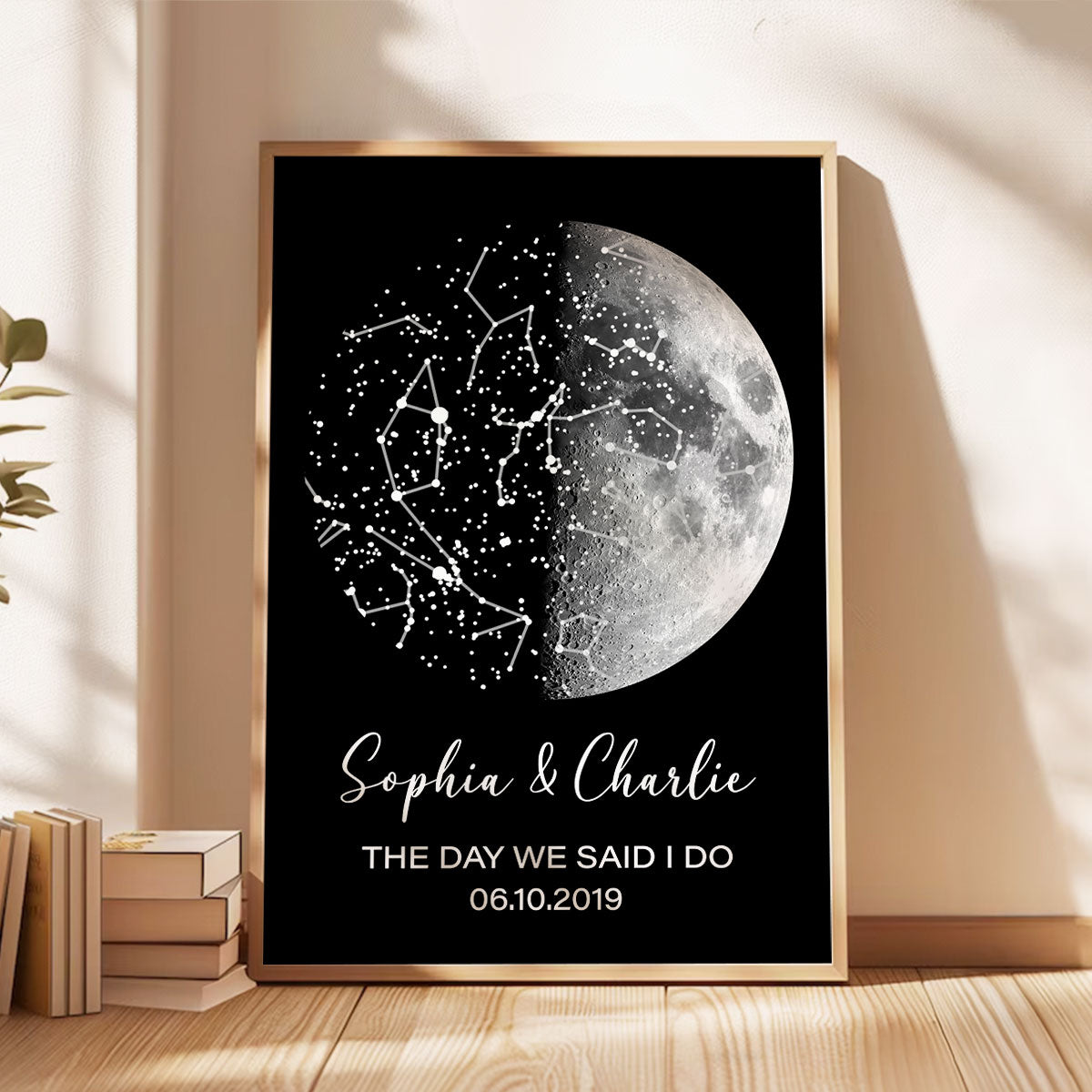 Custom Moon Phase & Star Map by Date - Personalized Poster - Heartfelt Anniversary Gift, Valentine's Day Gift for Her, for Him