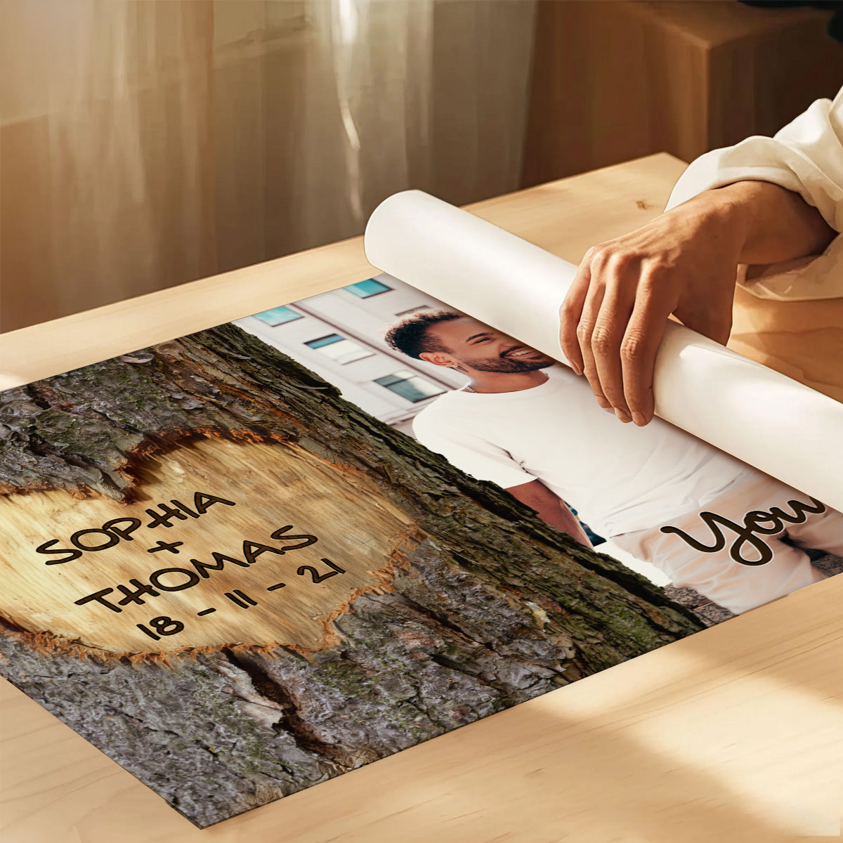 You & Me We Got This Couple Custom Photo Heart Carved Tree - Personalized Poster - Anniversary Gift, Valentine's Gift For Him, For Her