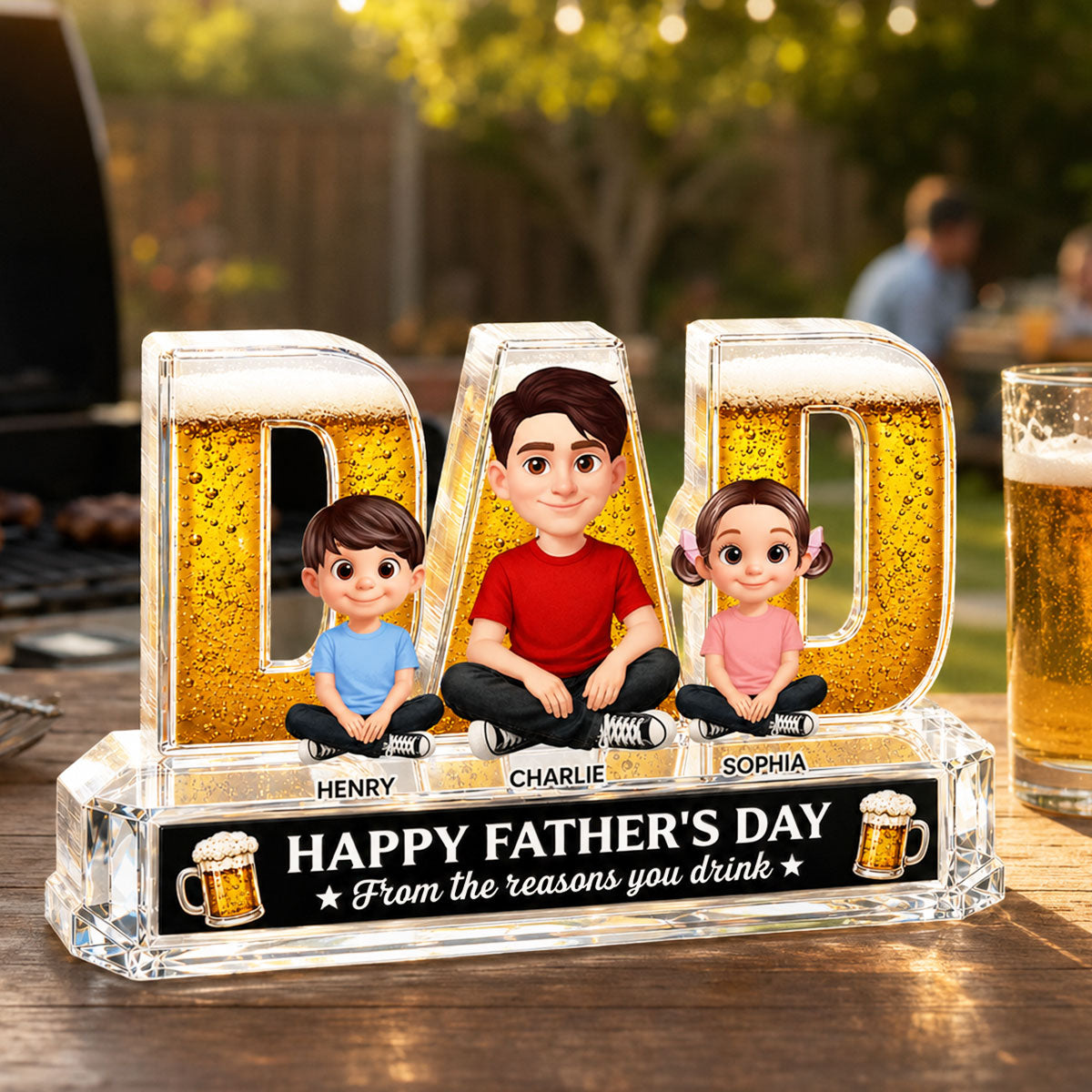To Dad From The Reasons You Drink Dad Beer - Personalized Acrylic Block Plaque -  Gift For Husband, Dad, Beer Lovers