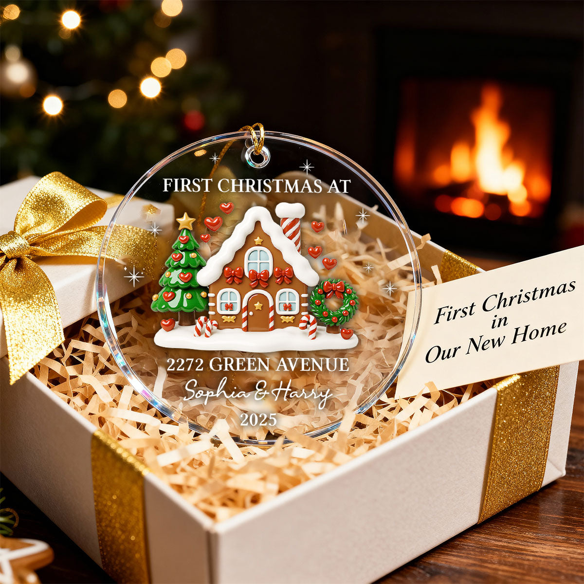 First Christmas New Home 3D Effect Gingerbread House - Personalized Acrylic Ornament