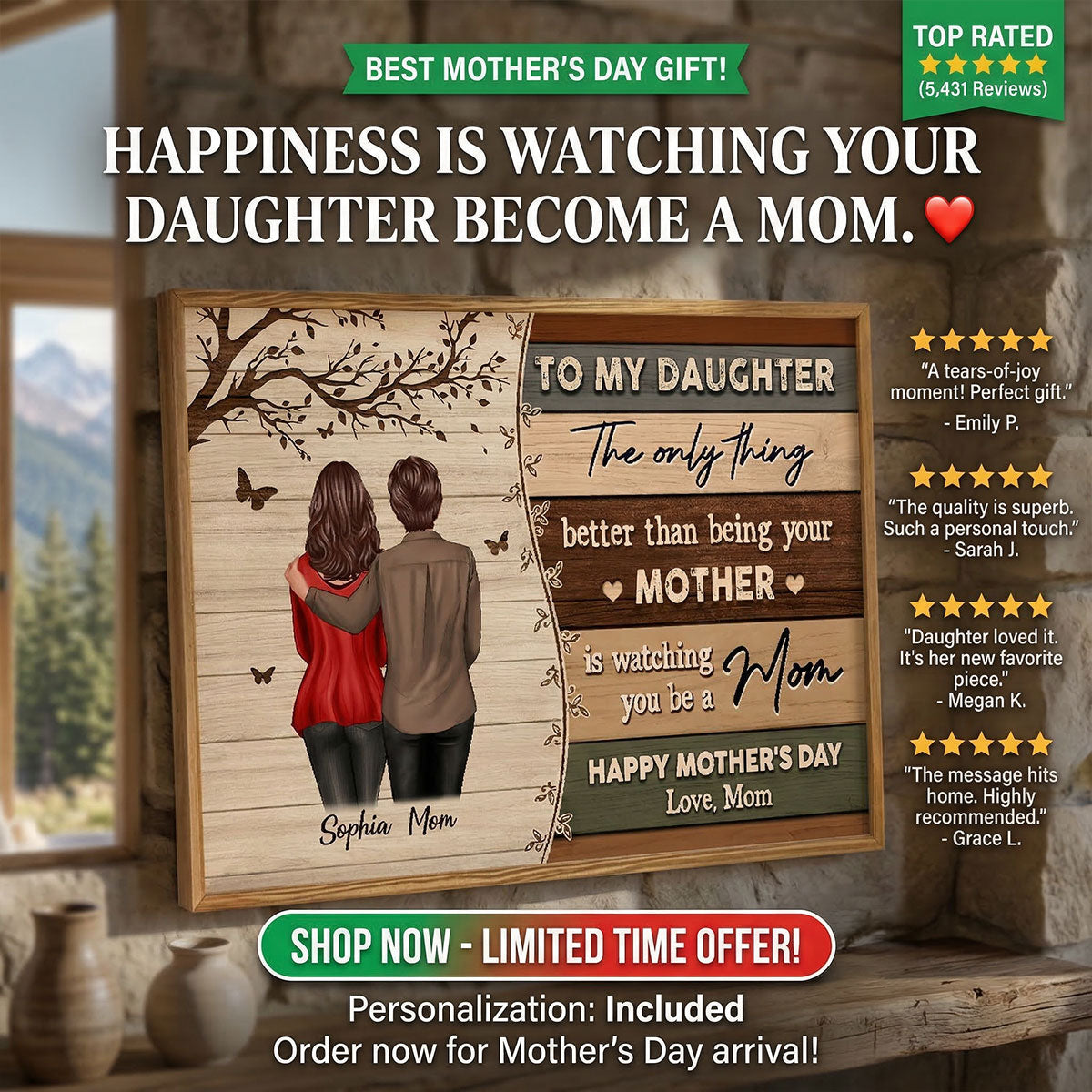 Vintage To My Daughter From Mom Happy Mother's Day - Personalized Poster - Heartfelt Mother's Day Gift For Daughter