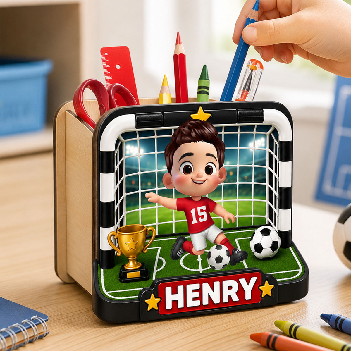Trending Soccer Kids - Personalized Pencil Holder - Back To School Gift For Kid, Girl, Boy