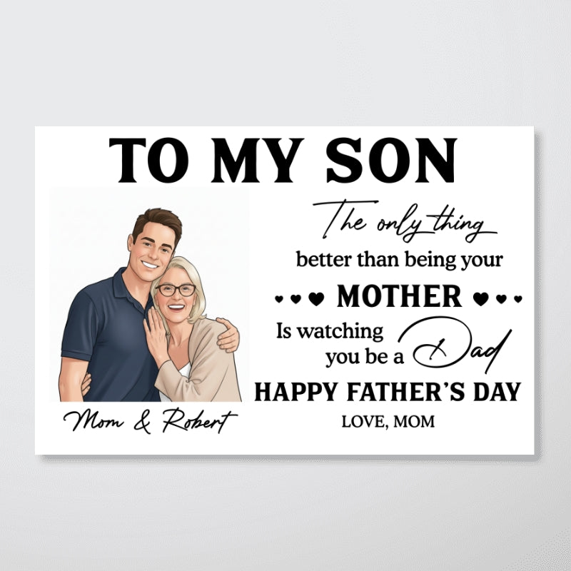Portrait Color Drawing Style To My Son From Mom - Personalized Poster - Father's Day Gift For Son