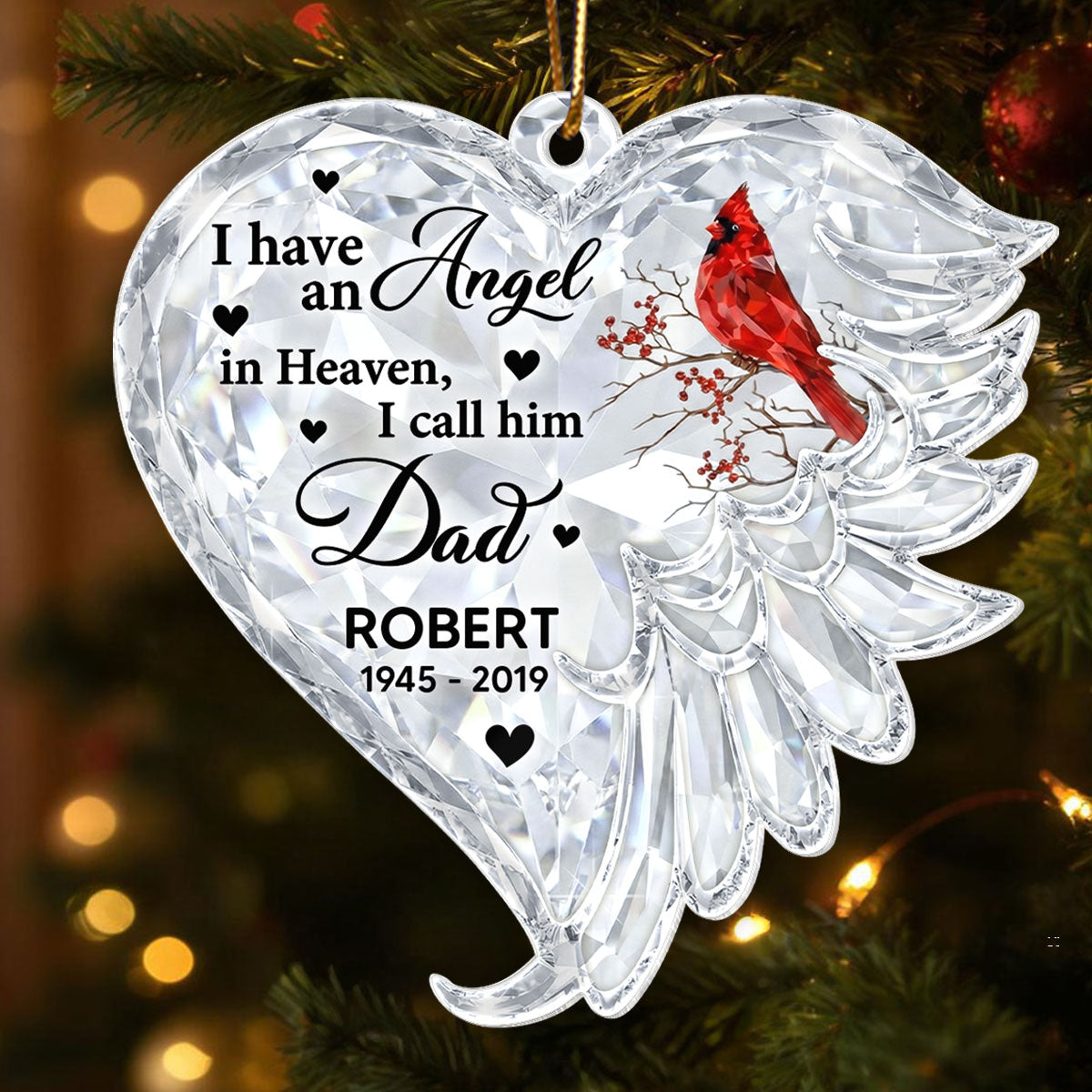 3D Crystal Effect Christmas in Heaven - Personalized Acrylic Ornament - Remembrance Gift, Sympathy Gift For Whole Family, Extended Family