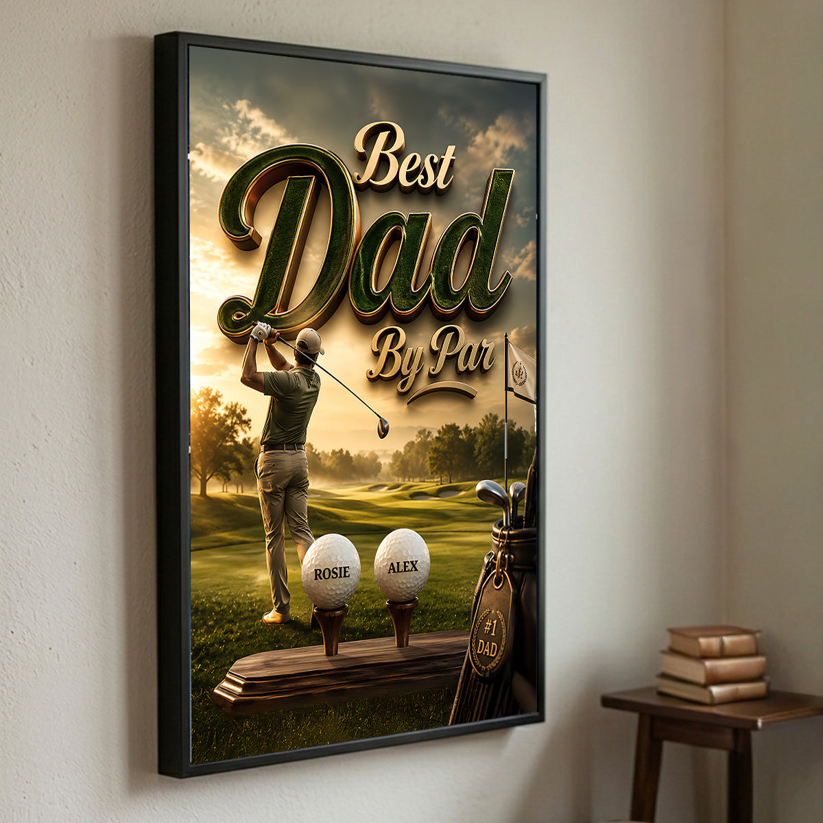 Golf Best Dad By Par - Personalized Poster - Father's Day Gift For Dad, Husband