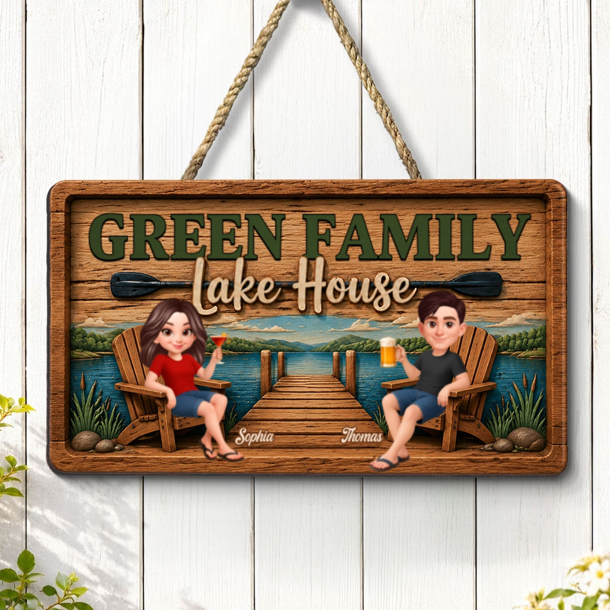 Lake House Retreat Family - Personalized Wood Sign - Gift For Couple, Family, Summer Decorations