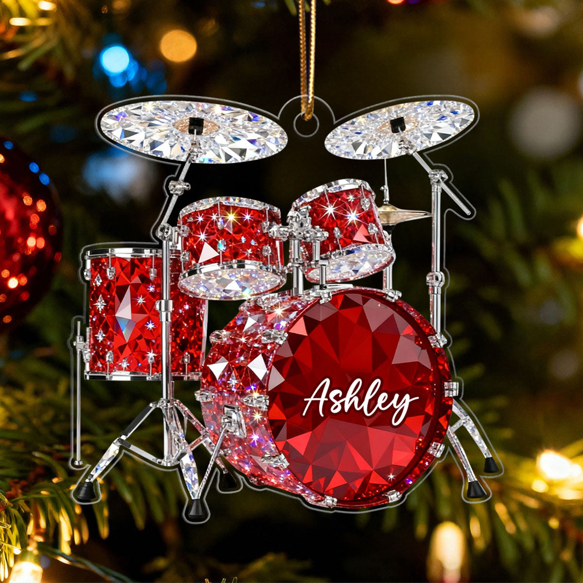 Drum Music Crystal Effect - Personalized Acrylic Ornament - Unique Christmas Gift For Drummer