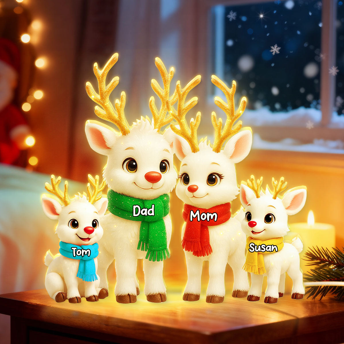 Festive Reindeer Family Members - Personalized Light Box - Christmas Decor for Family
