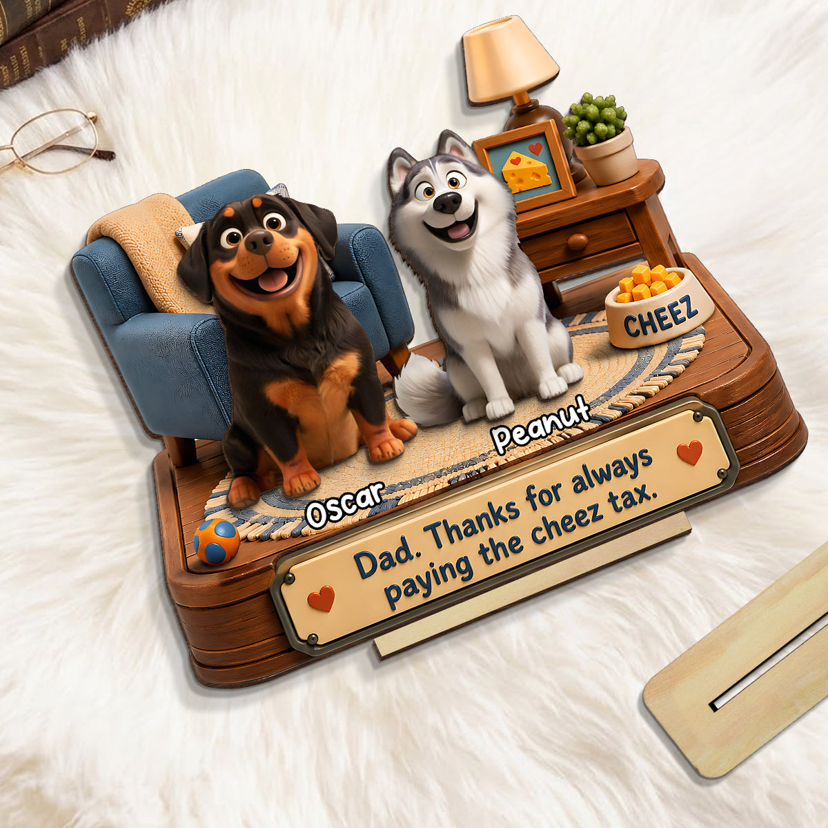 Cheese Tax Dog Dad - Personalized 2-Layered Wooden Plaque -  Gift for Dog Dad