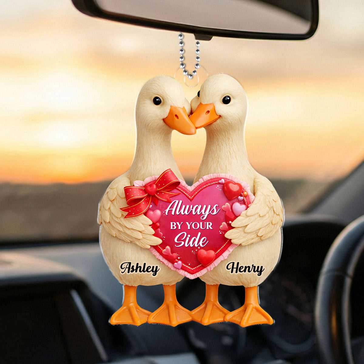 Two Hearts One Love - Personalized Car Hanger - Valentine's Gift For Him, For Her, For Couple