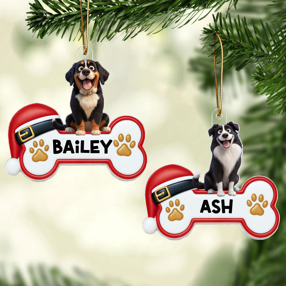 Custom Paw Cute Cartoon Dog - Personalized Acrylic Ornament - Christmas Gift for Dog Moms, Dog Dads