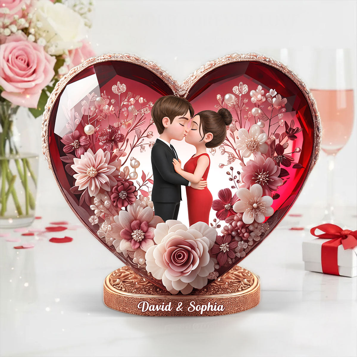 Eternal Love Heart - Personalized Acrylic Block Plaque - Anniversary, Valentine's Day Gift, Gift For Him, Gift For Her