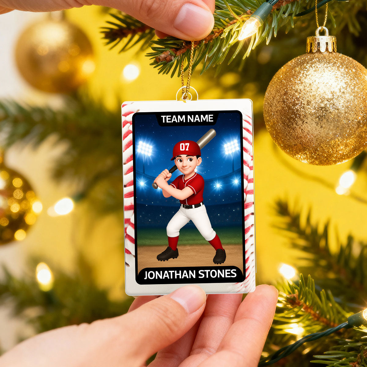 Baseball Card - Personalized Acrylic Ornament - Christmas Gift for Sons, Grandson, Daughter, Granddaughter