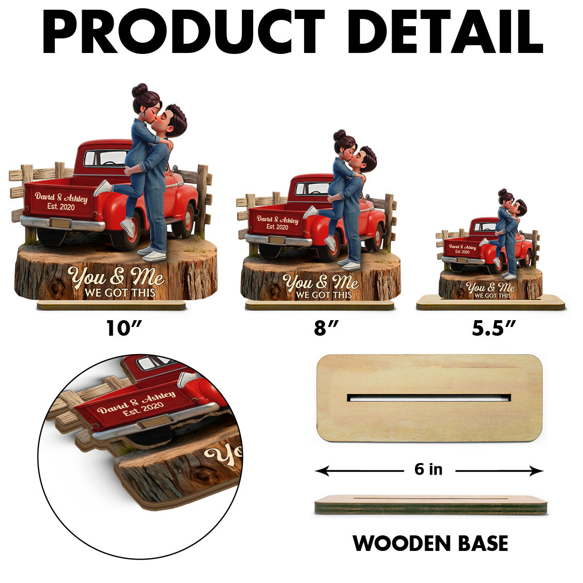 Romantic Couple Pickup Truck You & Me We Got This - Personalized 2-Layered Wooden Plaque - Gift For Couple, Farmhouse Decor