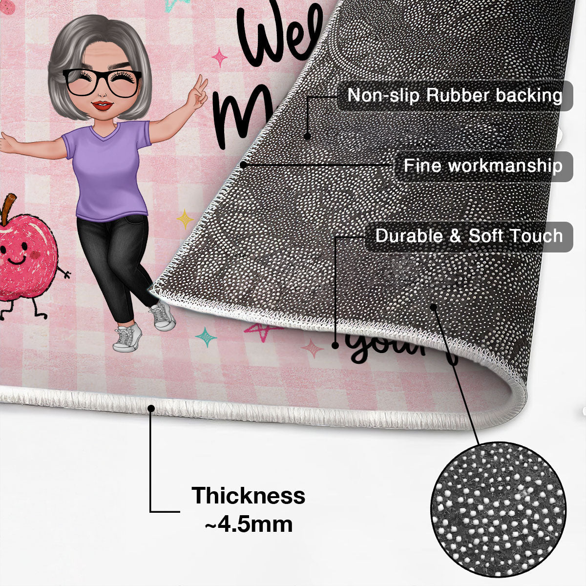 Happy To See Your Face Happy Teacher - Personalized Doormat - Classroom Students Welcome Decor