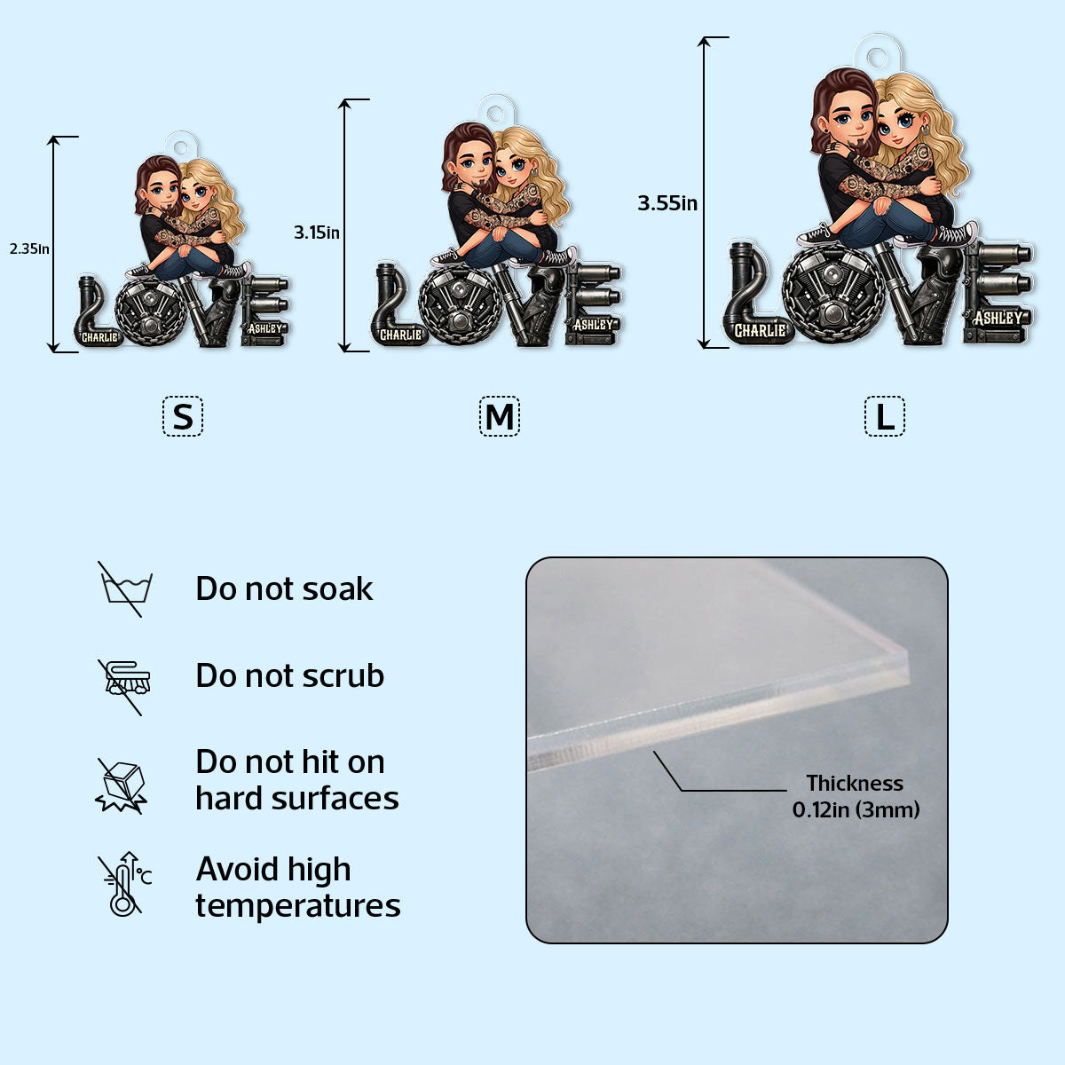 Biker Couple Together - Personalized Acrylic Keychain - Gift For Bikers, Gift For Him, For Her