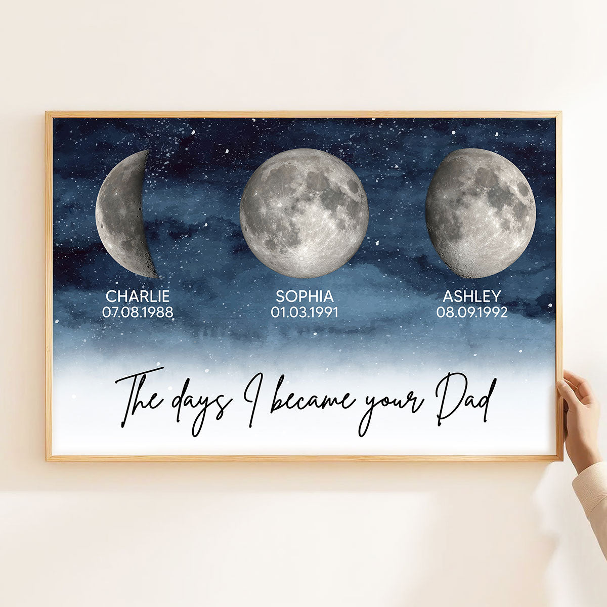 The Days I Became Your Dad Custom Children Birthdate Moon Phase - Personalized Poster - Heartfelt Father's Day For Dad