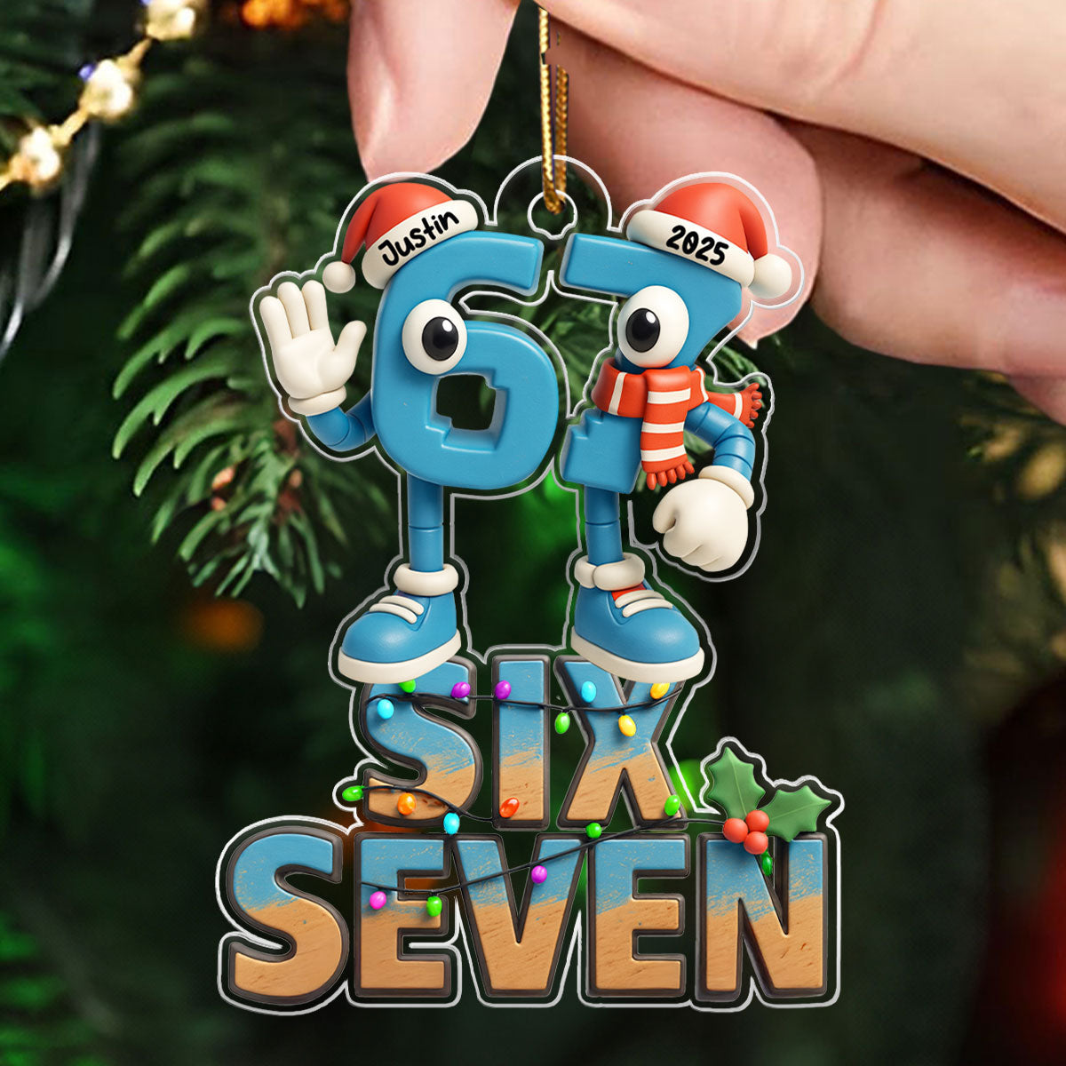 Custom Name Viral Trend Six Seven - Personalized Acrylic Ornament - Chistmas Gift for Kid, Grandkids