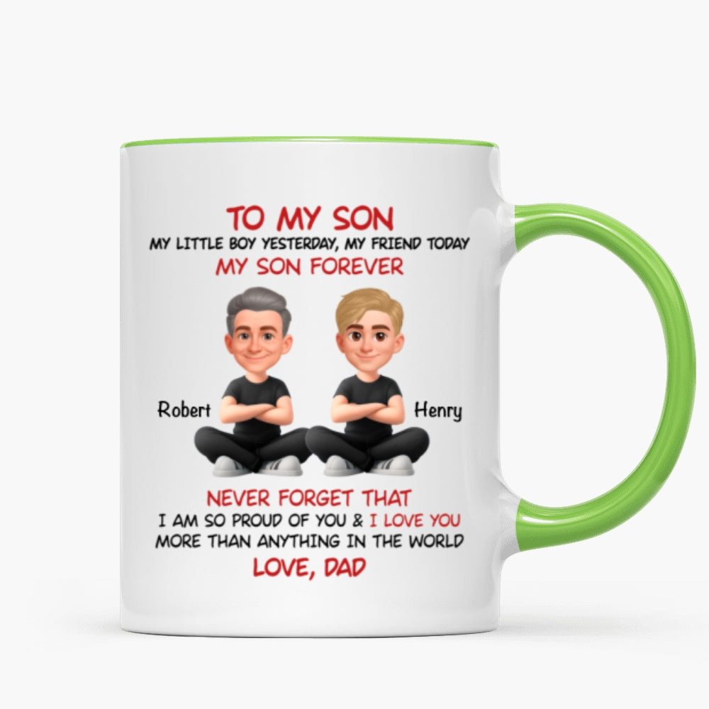 To My Son My Little Boy Yesterday - Personalized Mug - Christmas Gift from Dad to Son