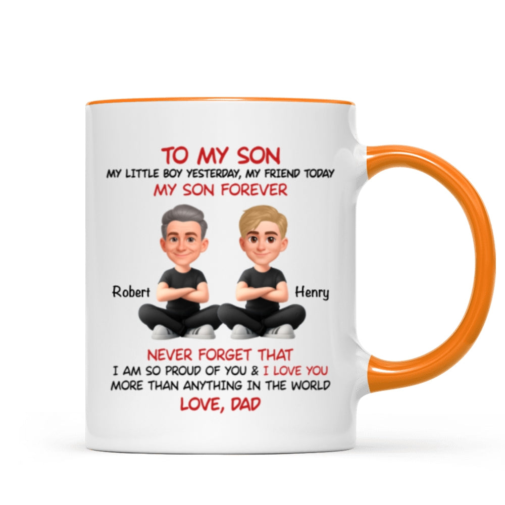 To My Son My Little Boy Yesterday - Personalized Mug - Christmas Gift from Dad to Son