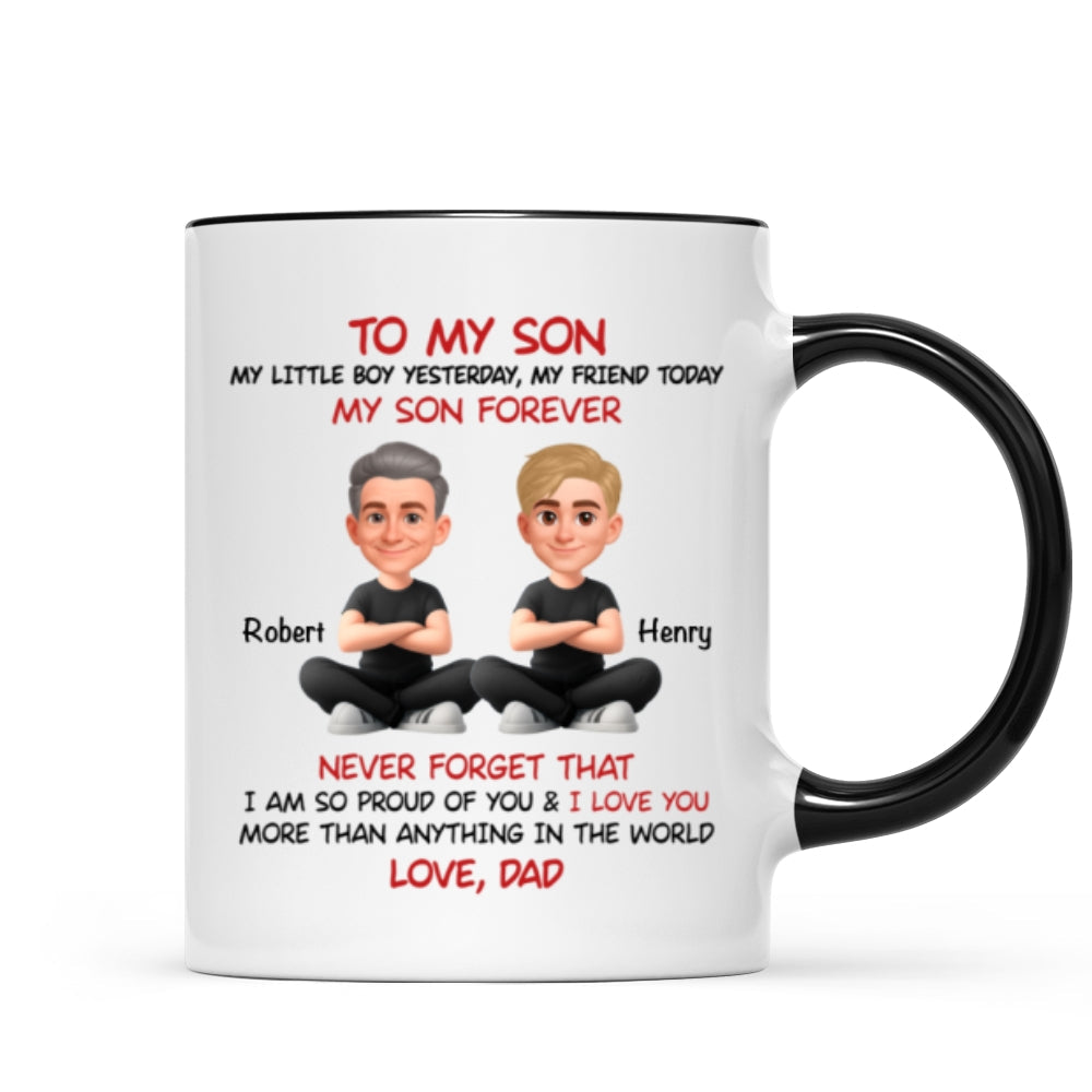 To My Son My Little Boy Yesterday - Personalized Mug - Christmas Gift from Dad to Son