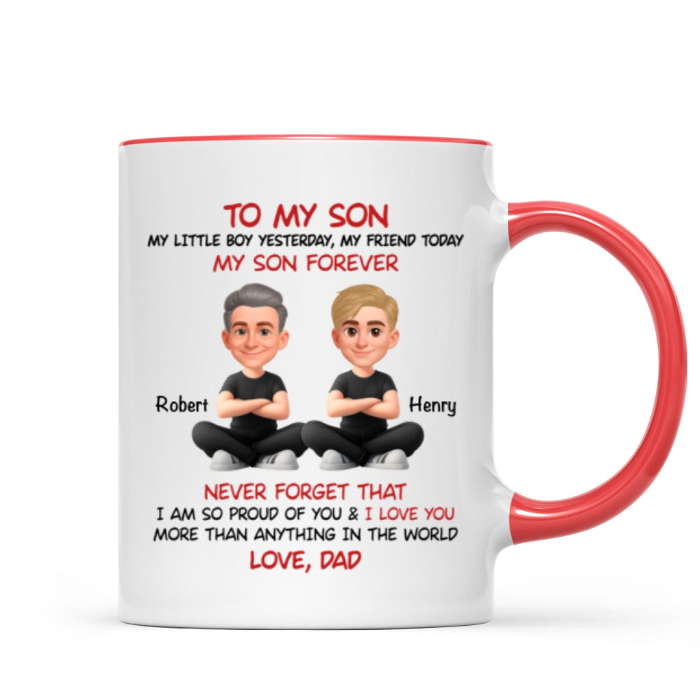 To My Son My Little Boy Yesterday - Personalized Mug - Christmas Gift from Dad to Son