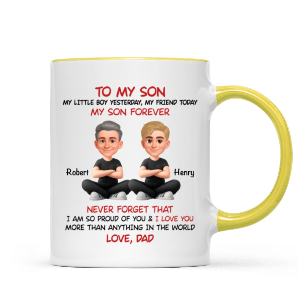 To My Son My Little Boy Yesterday - Personalized Mug - Christmas Gift from Dad to Son