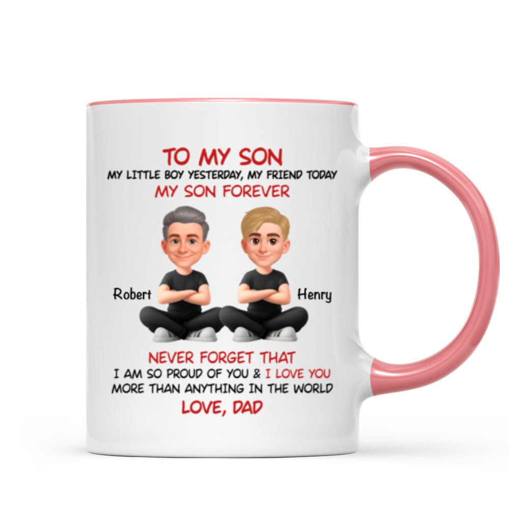 To My Son My Little Boy Yesterday - Personalized Mug - Christmas Gift from Dad to Son