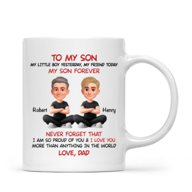 To My Son My Little Boy Yesterday - Personalized Mug - Christmas Gift from Dad to Son