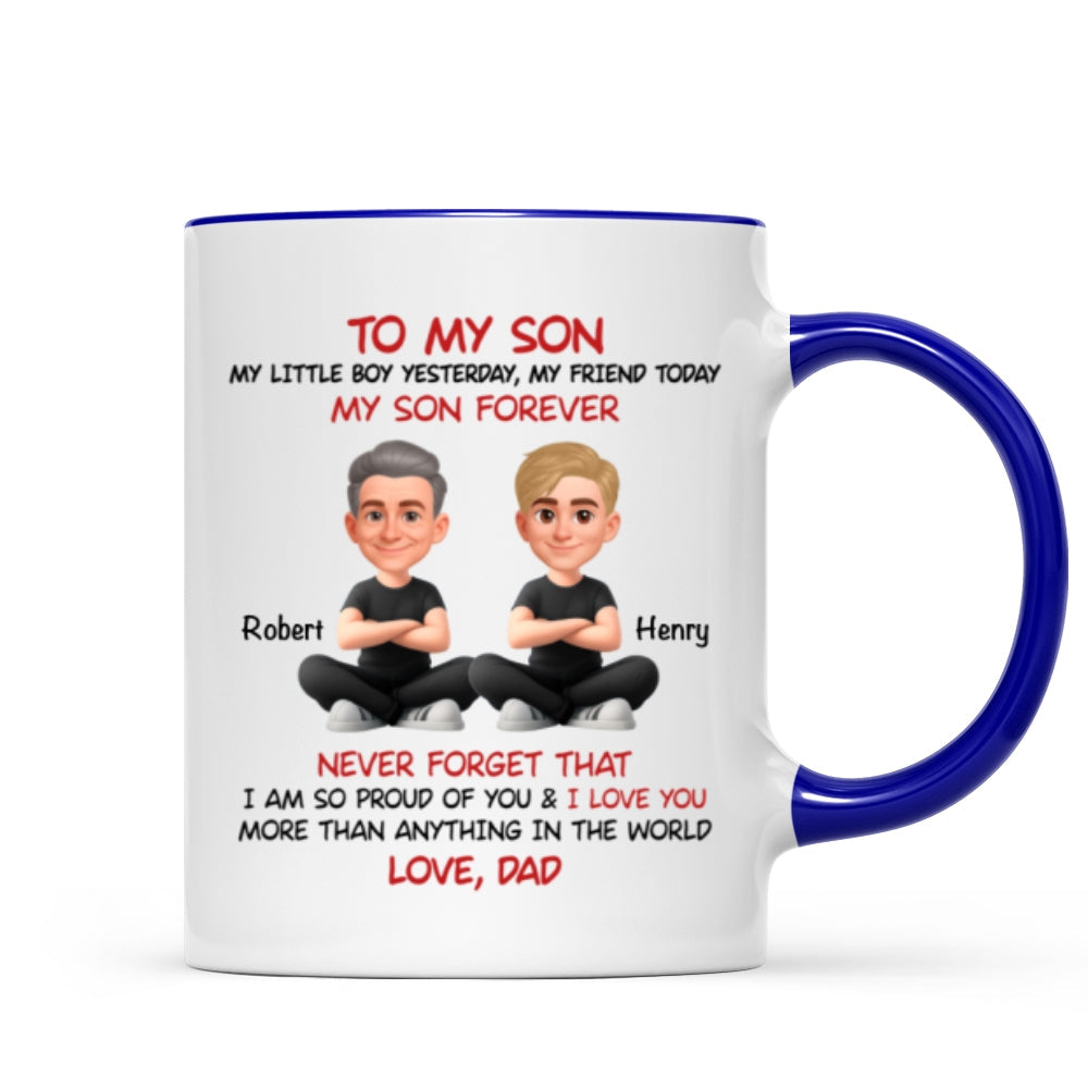 To My Son My Little Boy Yesterday - Personalized Mug - Christmas Gift from Dad to Son