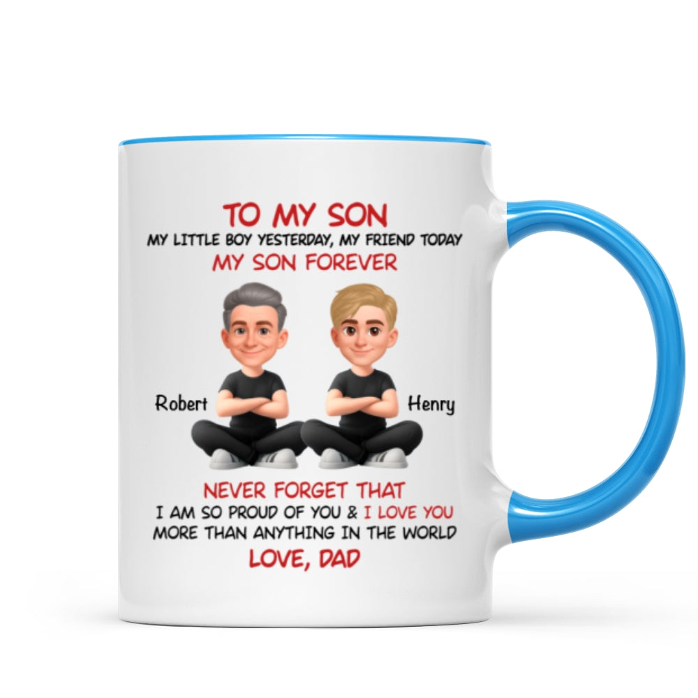 To My Son My Little Boy Yesterday - Personalized Mug - Christmas Gift from Dad to Son