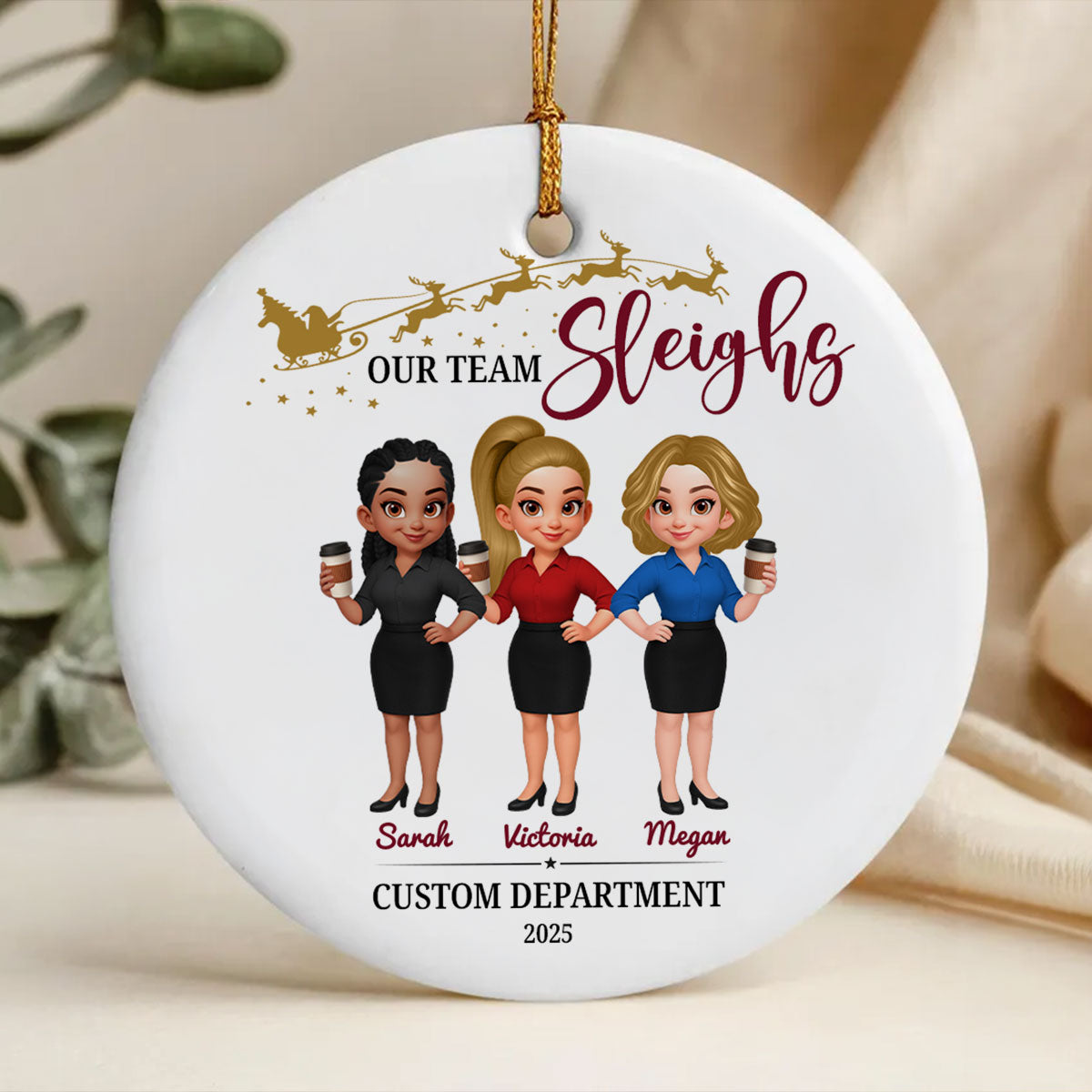 Best Team Ever Coworkers - Personalized Ceramic Ornament - Company Christmas Gift for Employees