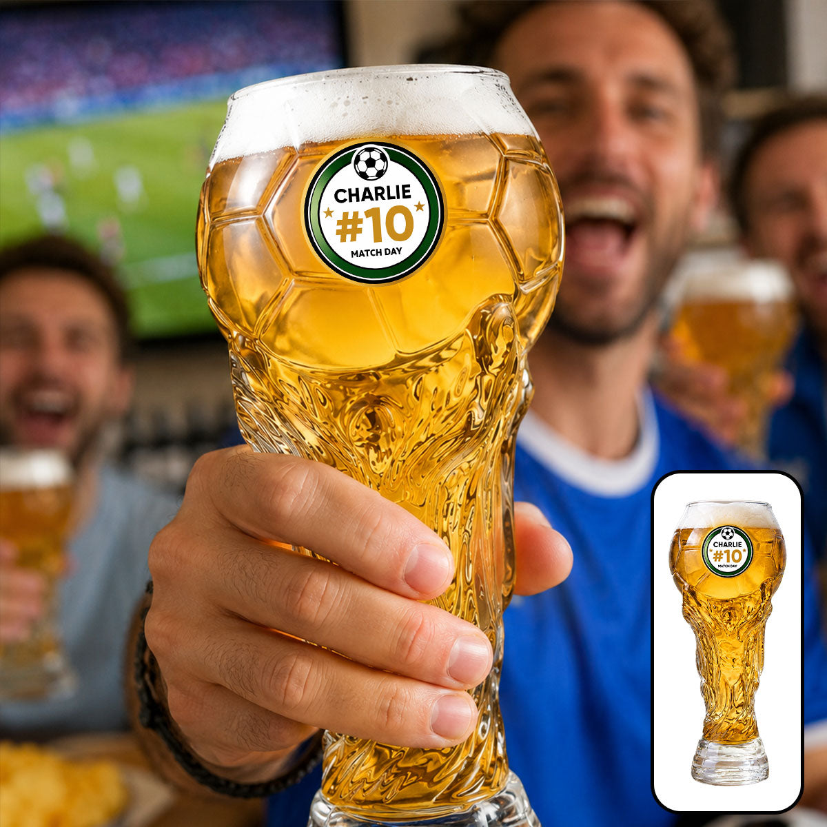 Match Day Football Soccer Game - Personalized Trophy Beer Glass - Birthday Gift for Him, Gift for Dad