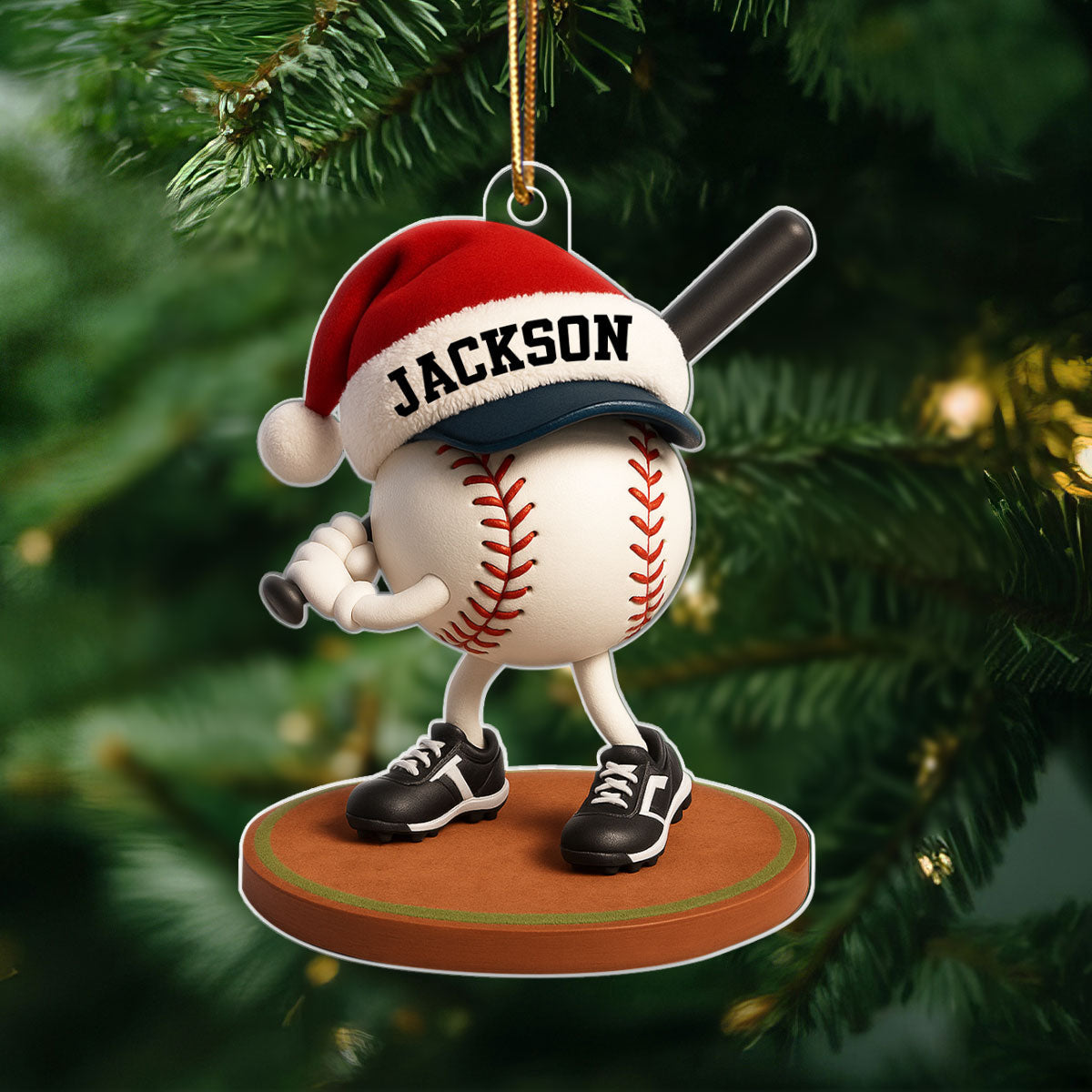 Baseball Player Cartoon 3D Effect - Personalized Acrylic Ornament - Christmas Gift For Teen Boy, Girl, Daughter, Son