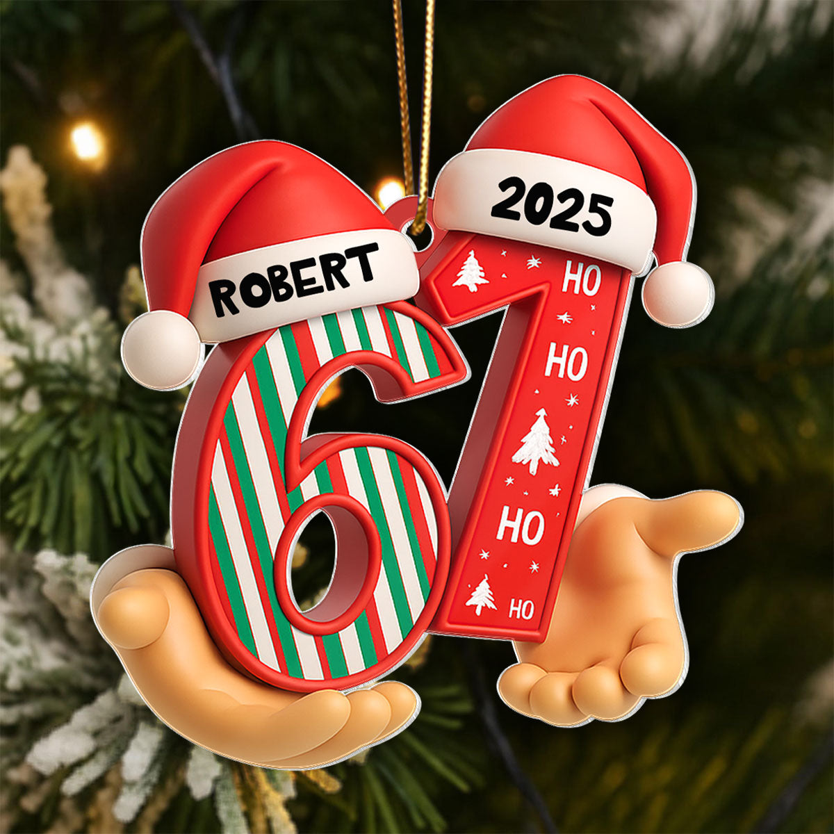 Custom Six Seven 3D Effect Pattern - Personalized Acrylic Ornament - Teen Slang Funny Tree Decor, Funny Teen Grandkid Gift