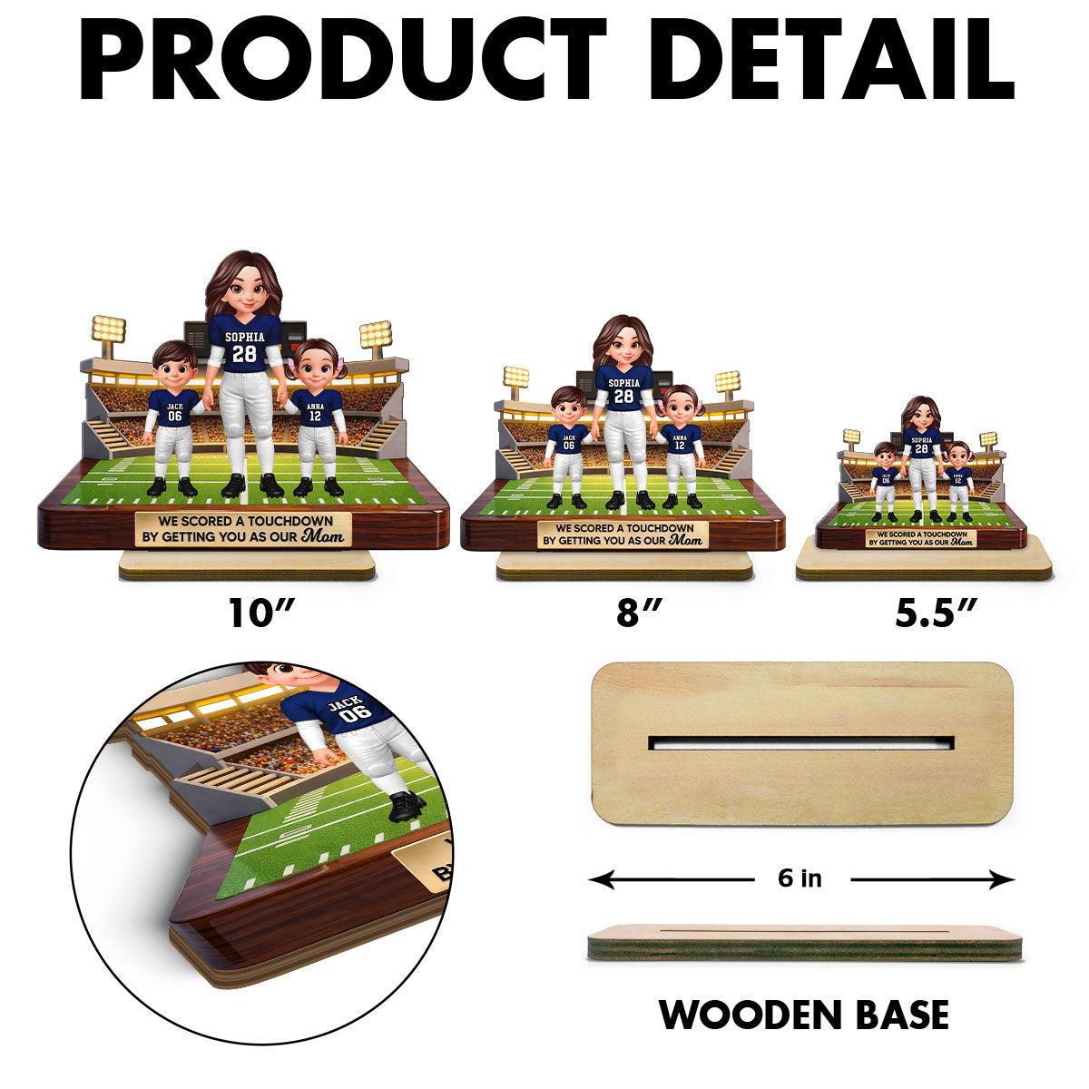 American Football Mom We Scored A Touchdown - Personalized 2-Layered Wooden Plaque - Mother's Day Gift For Mom