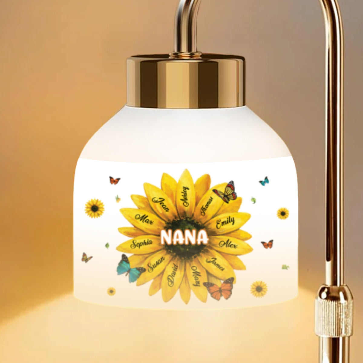 Grandma Sunflower Custom Kids Names - Personalized Candle Warmer Lamp - Gift For Grandma, Mom