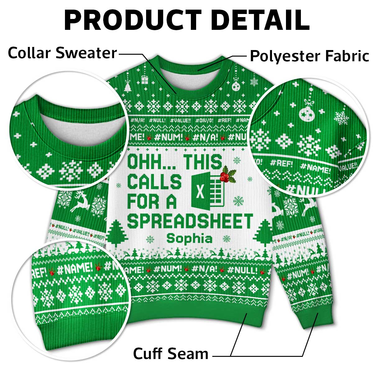 This Calls For A Spreadsheet - Personalized Faux Knitted Ugly Sweater - Funny Matching Shirt For Coworkers