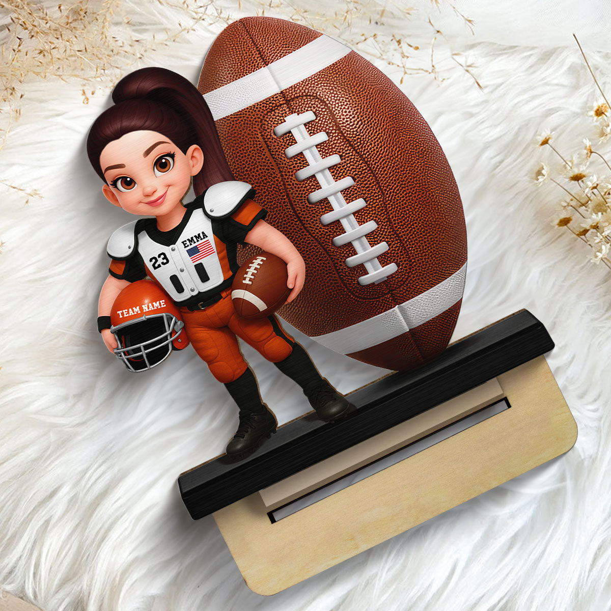 Proud American Football Player - Personalized 2-Layered Wooden Plaque - Gift For Football Players, Football Lovers