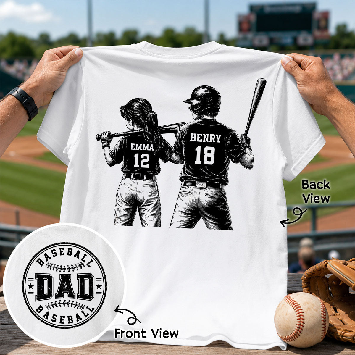 Baseball Dad Game Day - Personalized Shirt - Father's Day Gift for Dad, Husband